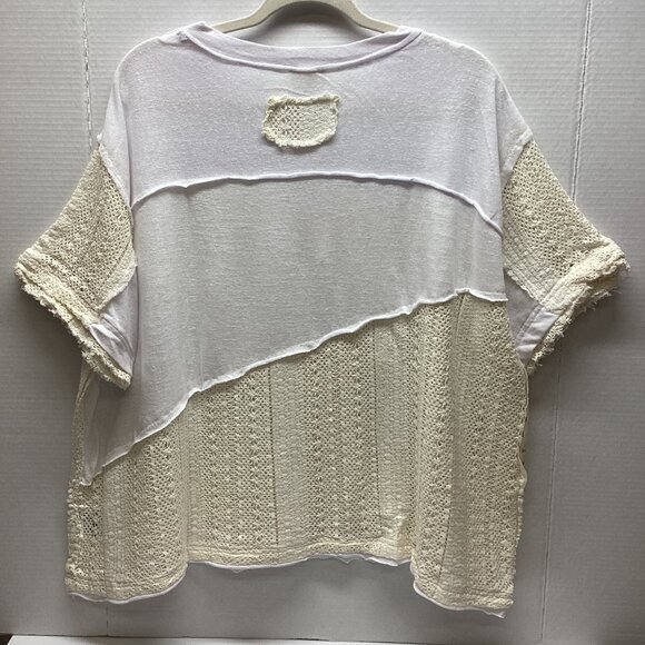 POL TOP PEACE PATCHWORK W/CROCHET IVORY MULTI - Picture 9 of 11